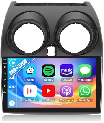 2G+32G Carplay Autoradio per Nissan Qashqai J10 2006-2016 con Android Auto Navigatore GPS,Android 13 Stereo 2 DIN con 9 Pollici Schermo,Bluetooth WiFi SWC Mirror Link+Telecamera Posteriore