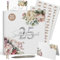 Gästebuch-Set zum 25. Hochzeitstag im Pfingstrosen-Design - Erinnerungs-Album mit Tischkarten, Aufkleber - Blanko ohne Fragen zum Ausfüllen 72 Seiten(25 Silberhochzeit-Set / Pfingstrosen, 21x21cm)