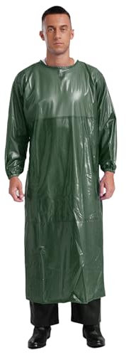 Kaerm Adult Oilproof Waterproof Long Sleeve Aprons Heavy Duty Front Double-layer Smock Workwear Green One Size