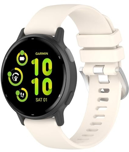 Garmcool 20mm Cinturino Compatibile per Garmin Vivoactive 6/5/3 Bracciale Ivory Silicone, Sportivo Sostitutivo Cinturini Compatibile per Garmin VivoMove Trend/Sport/Style