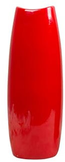 SGeneE Bodenvase, modische Keramikvase, rot/weiß, dekorative Vase, künstliche Blumen, Trockenblumenvase für Balkon, Café, Gastfamilie (Rot, 19 x 51 cm)