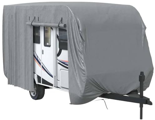 vidaXL Schutzhülle für Wohnwagen Grau 460x250x220 cm Vliesstoff, Hülle Wohnwagen, Abdeckplane Wohnwagen, Wohnwagenabdeckung, Wohnwagenhülle