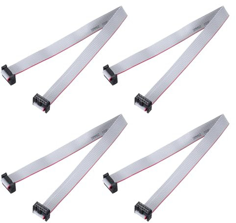 sourcing map 4 Pcs IDC Flat Ribbon Cable, 2.54mm Pitch 12mm Width 30cm Long 10 Pin FC to FC Flat Ribbon Connector Jumper Wire for PC, LED Displays