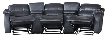 mymai Home Cinema Polstergarnitur mit Getränkehalter & Ablagefach 3-Sitzer (Schwarz)