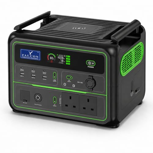 FALCON 1200W Portable Power Station, 1120Wh Outdoor Camping System, Mobile Lithium Battery Pack with 230V/1200W AC Outlets for Camping, Outdoor Adventure and Emergency Backup