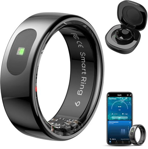 Smart Ring Men Women, Android iOS Fitness Ring Tracker Health Ring with Heart Rate, Sleep Tracker, Waterproof Activity Tracker for Sports Time, Distance, Calories Black (#11-20.9mm)