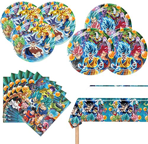 Dragon Birthday Party Decorations, 20 Plates, 20 Napkins and 1 Tablecover for Ball Z Party Supplies