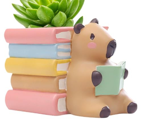 Tier-Pflanzentöpfe, niedliche Sukkulenten-Töpfe - Kleine Blumentöpfe mit Drainage, Capybara-Übertopf aus Kunstharz - Niedliche Skulptur-Schreibtisch-Dekoration, Tier-Blumentöpfe, origineller Übertopf
