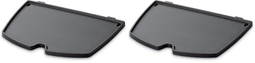 Weber Grillplatte für Q1000-1200 - 1400 Grills, Plancha, aus porzellanemailliertem Gusseisen, optimal zur Zubereitung von Spiegeleiern, Speck, Garnelen, Gemüse und mehr - Schwarz (6558)