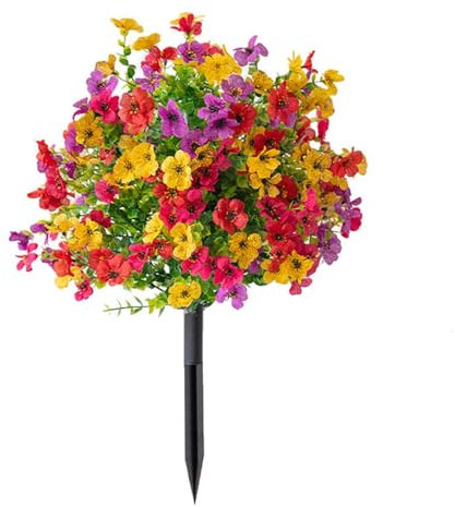 FQRDKT Artificial Flower Decorative Flowers with A False Stake Summer Backyard Farmhouse Indoor, Colorful Violet