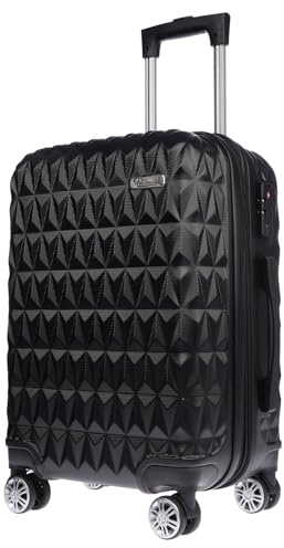 Christian Wippermann Koffer L 60L - Robuster ABS Hartschalenkoffer Größe L 40x60x25 cm - Leicht mit TSA Schloss - 4 Rollen 360 Drehbar - Ideal für Reisen - Mittelgroßer, Leichter Rollkoffer, schwarz