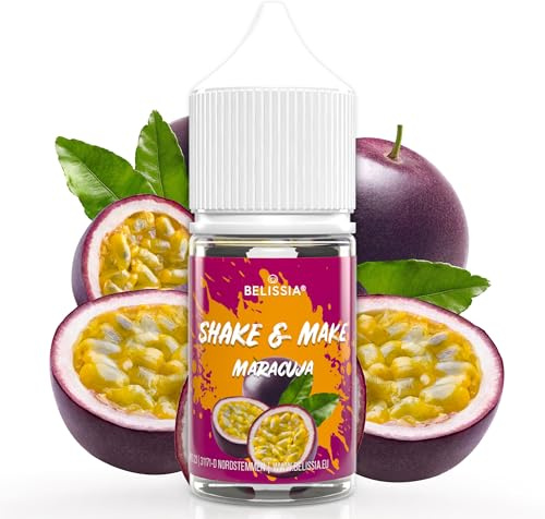 Belissia Shake and Make Maracuja Geschmack 30ml Lebensmittelaroma | Hochdosiertes Aroma, vegan, ohne Zusatzstoffe, für Backen, Speisen, Getränke, Shakes, DIY und Raumduft