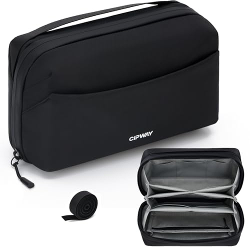 Cipway Kabeltasche Organizer Tech Pouch Tragbar für Kabel, Ladegerät, Festplatte, PowerBank, AirPods, SD Karten, Elektronik Aufbewahrungstasche für Reise, Büro, Haushalt, Schwarz