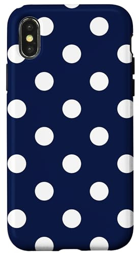 Cute Navy Blue and White Polka Dot Aesthetic Big Dots Case for iPhone X/XS