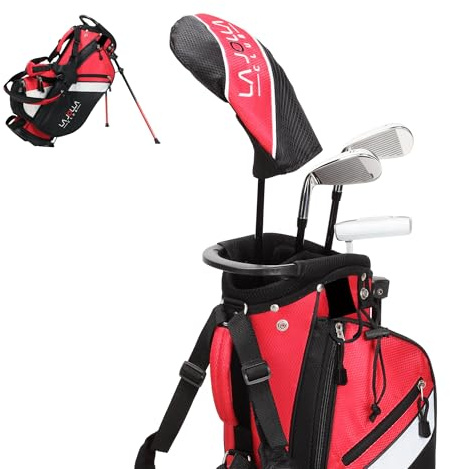 La Jolla Club Set da golf per bambini – Driver in lega leggera, ferri in acciaio inossidabile e putter in zinco, include borsa con supporto a doppia cinghia