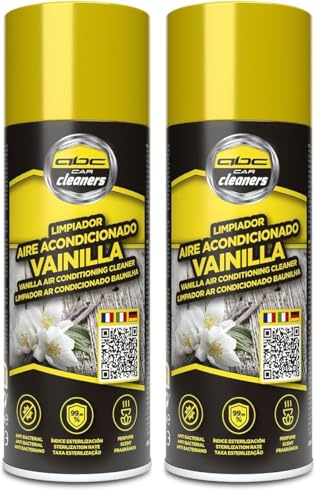 Abc Car Cleaners Limpiador del Sistema de Aire Acondicionado del Coche Aroma Vainilla. Antibacterial con un índice de esterilización del 99%. Aroma fresco, agradable y duradero para el verano.
