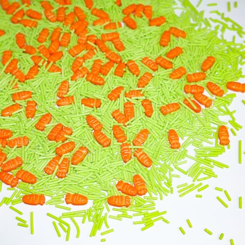 Sujoygar Rettich Oster Streusel 130g Essbar Zucker-streusel Ostern für Kuchen Deko Plätzchen Muffins and Desserts, für Süßigkeiten Ostern Party Tortendeko Easter Carrot Sprinkles