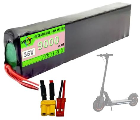 SSCYHT ,36v9000mah,JST+XT30, Batteria Monopattino Elettrico 10S3P 36 Volt Pacco Batteria Litio 36V 7.8Ah 9Ah Ricambio per Monopattino Pieghevole con Scheda di Protezione BMS