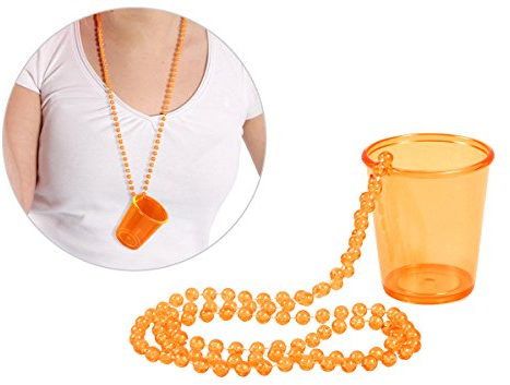 Alsino Schnapsglas Shotglas an Perlenkette - Länge der Kette: 36 cm, Pinnchen Höhe: 5 cm - perfekt für deinen Jga (LG9609 orange)
