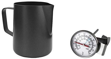 scarlet espresso | Milchkännchen »L'Art Modern Anthrazit« für Latte Art oder Cappuccino; aus 18/10 Edelstahl mit Antihaft-Beschichtung (innen & außen); hochwertiger Barista Pitcher (Set: 350 ml)