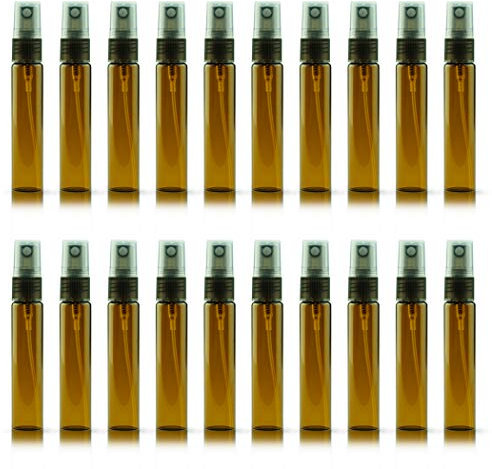 ZbFwmx 20 Pack Set 10ML Protable Refill Bulk Atomizer Spray Travel Perfume Bottle Hydrating Empty Bottle (Brown)