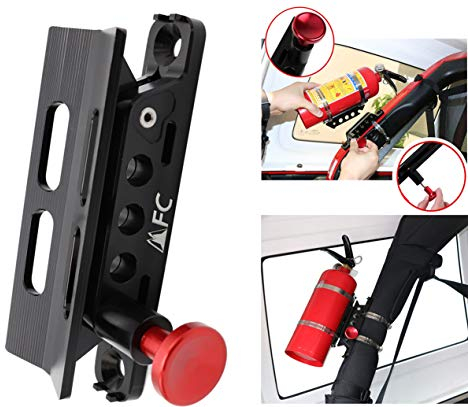 Verstellbare Feuerlöscher-Halterung mit 4 Klemmen, kompatibel mit Jeep Wrangler UTV Polaris RZR Ranger, Aluminium