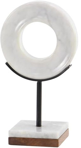 Deco 79 CosmoLiving by Cosmopolitan Geometrische Marmor-Skulptur mit Marmorständer, 15,2 x 10,2 x 27,9 cm, Weiß