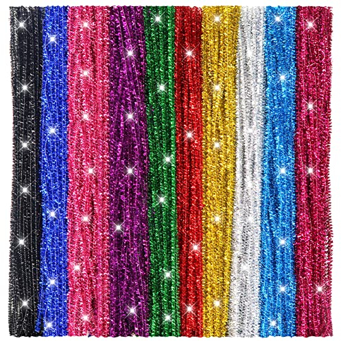 TOAOB Glitzer Pfeifenreiniger Chenilledraht 400 Stück Bunt Biegeplüsch 30cm Lang und 6mm Breit für Basteln und Dekorieren