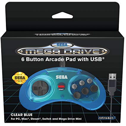 Manette SEGA Mega Drive 6 touches à port USB Mega Drive Mini Console/PC/Switch/Mac/Steam/RetroPie/Raspberry Pi