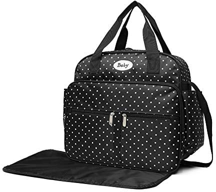 Miss Lulu - Wickeltasche - Polka Dot schwarz/weiß