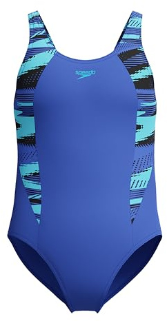 Speedo Girls Hyperboom Splice Muscleback Swimsuit | Swim Training |Chlorine Resistant | Quick Drying | Stretch Fabric | Comfort Fit Swimwear, Cobalt Pop, 15-16