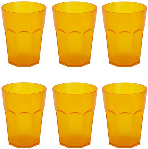ENGELLAND Lot de 6 gobelets en plastique réutilisables Orange 0,4 l