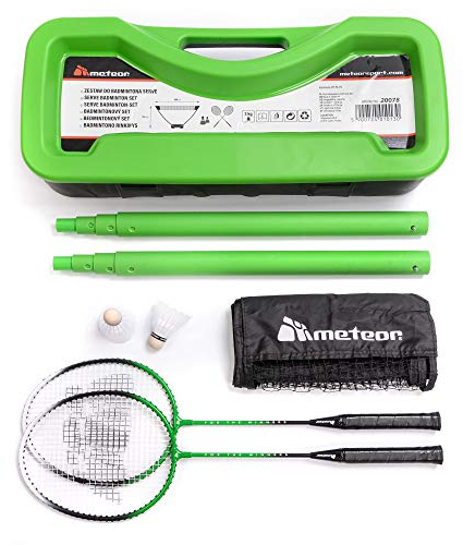 Badminton Set 2 Schläger 2 Shuttercocks Net Fun Family Play Serve