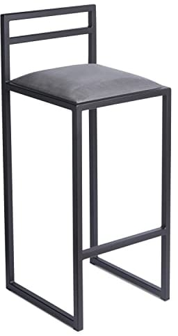 FERRO modern design Barhocker Schwarz mit Lehne 95 cm - Metall Barstuhl mit Gepolstertem Sitz - Loft Style