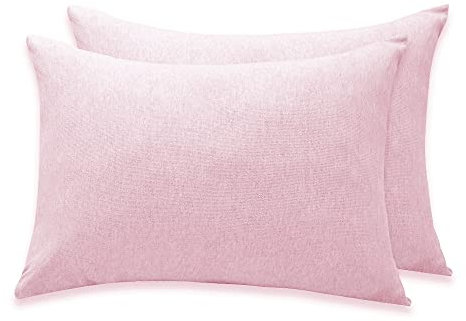 Fittia Kuscheliger Gestrickter Kissenbezug Kinder 40x60 Baby Kopfkissenbezug Kleinkind Kissenhülle aus Bio Baumwolle für Kinderwagen, 2er-Pack mit Verstecktem Reißverschluss, Rosa, 40x60cm