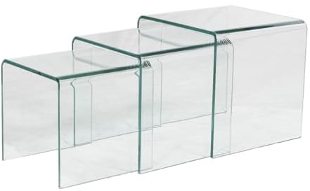 Vente-unique - Tables Basses gigognes Minka - Verre courbé