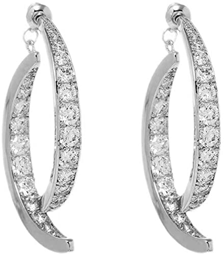 Nalakey Damen Diamant Ohrringe Mode Kreuz Gebogene Ohrringe, Hohle Mesh-Kristallohrringe für Frauen Mädchen, Ein Geschenk für die Mutter eines Freundes (02)