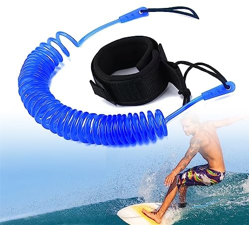 MAJOYLIFE 10 ft Surf Leash,Einziehbare SUP Surfboard Leash,Surfbrett Safety Sicherheitsfußseil for Stand Up Paddle Board (Blau)