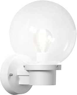Moderne LED Außenwandleuchte mit großer Glas Kugel, Weiß