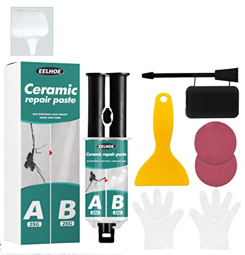 Applyvt Keramikfliesen Mending Agent 50g +B Acryl Reparaturkleber, Keramikkleber Fugen Reparatur Set Für Fliesenfugen, Für Reparieren Beschädigter Fliesen, Badewannen, Acryl, Fiberglas Und Stein