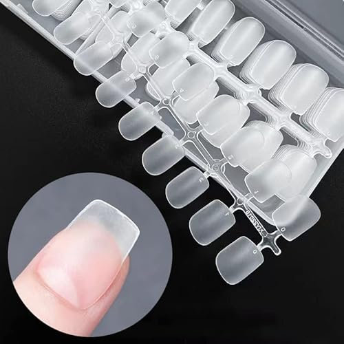 Skexiod Soft Gel Nail Tips, 240 Pcs Upgraded No Filed, Matte Coffin False Press on for Soak Off Nail Extensions