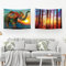 Ulticool – Wandteppich Dekoration Wohnung - Elefant Sonne Boho Bohemien Sonnenuntergang - Orange Violett Blau Gelb - Set von 2 Motiven – 73 cm x 95 cm - Wandtuch - Accessoires für Wohnzimmer