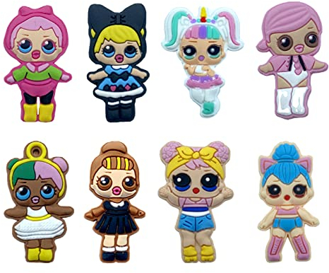 wopin 16 Stück gestickte PVC-LOL-Überraschungspuppe-Charms niedliche PVC-Schuh-Charms für Clog-Schuhe, Dekorationen Armband Gastgeschenke für Schuhe und Bands, Party-Geschenk-Dekoration