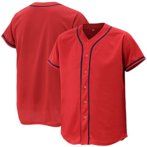 Atonmore Baseball-Trikot mit Knopfleiste für Damen und Herren, unifarben