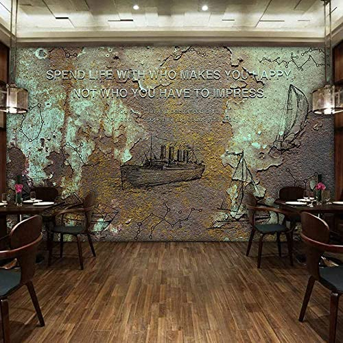 Wandbilder Fototapete - Industrieller Stil Rost Retro - Tapete Zum Abziehen Und Aufkleben - 3D-Wandbild Für Kinderzimmer, Wandkunst, Poster, Bild, Junge, Mädchen, Schlafzimmer, Gesch 400(B)x280(H)cm