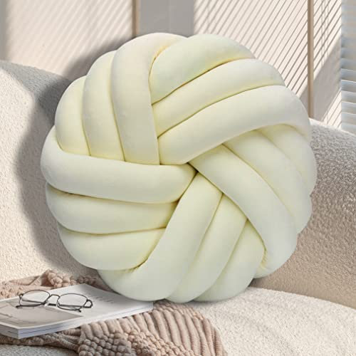 GYCS Knot Cushion, Soft Plush Cushion, Knotted Cushion, Decorative Cushion for Sofa, Bed, Decorative, Knot Cushion, Throw Cushion for Home Decoration, Bedroom, Couch,Beige,35cm