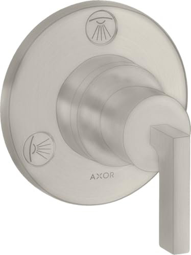 hansgrohe Fertigmontageset Trio/Quattro UP-Ab- + Um-V, m Hebel, Edelstahl-Optik