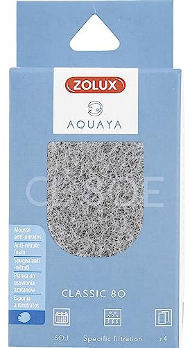 Zolux - Filtre pour Pompe Classic 80, Filtre CL 80 E Mousse Anti nitrates x 4 p