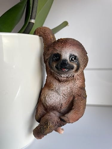 Fachhandel Plus – Dekofigur Faultier aus Polyresin, wetterfest für Garten & Wohnbereich - Realistische Gartendeko & Tierfigur zum Hängen, Sitzen oder Stellen (Jimmy)