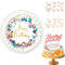 22 Stück Schmetterlinge Torten Deko, Torten Deko Mädchen, Tortenaufleger Geburtstag, tortendeko Geburtstag Essbar, Rund 20 cm - Esspapier Tortendeko - Cake Decoration